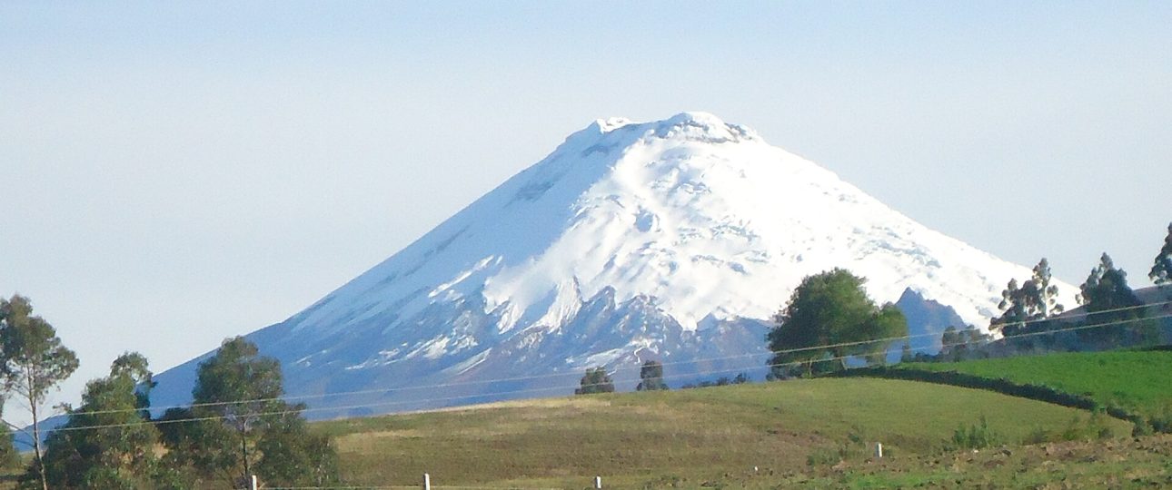 Snow-covered Cotopaxi volcano in Ecuador