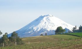 Snow-covered Cotopaxi volcano in Ecuador